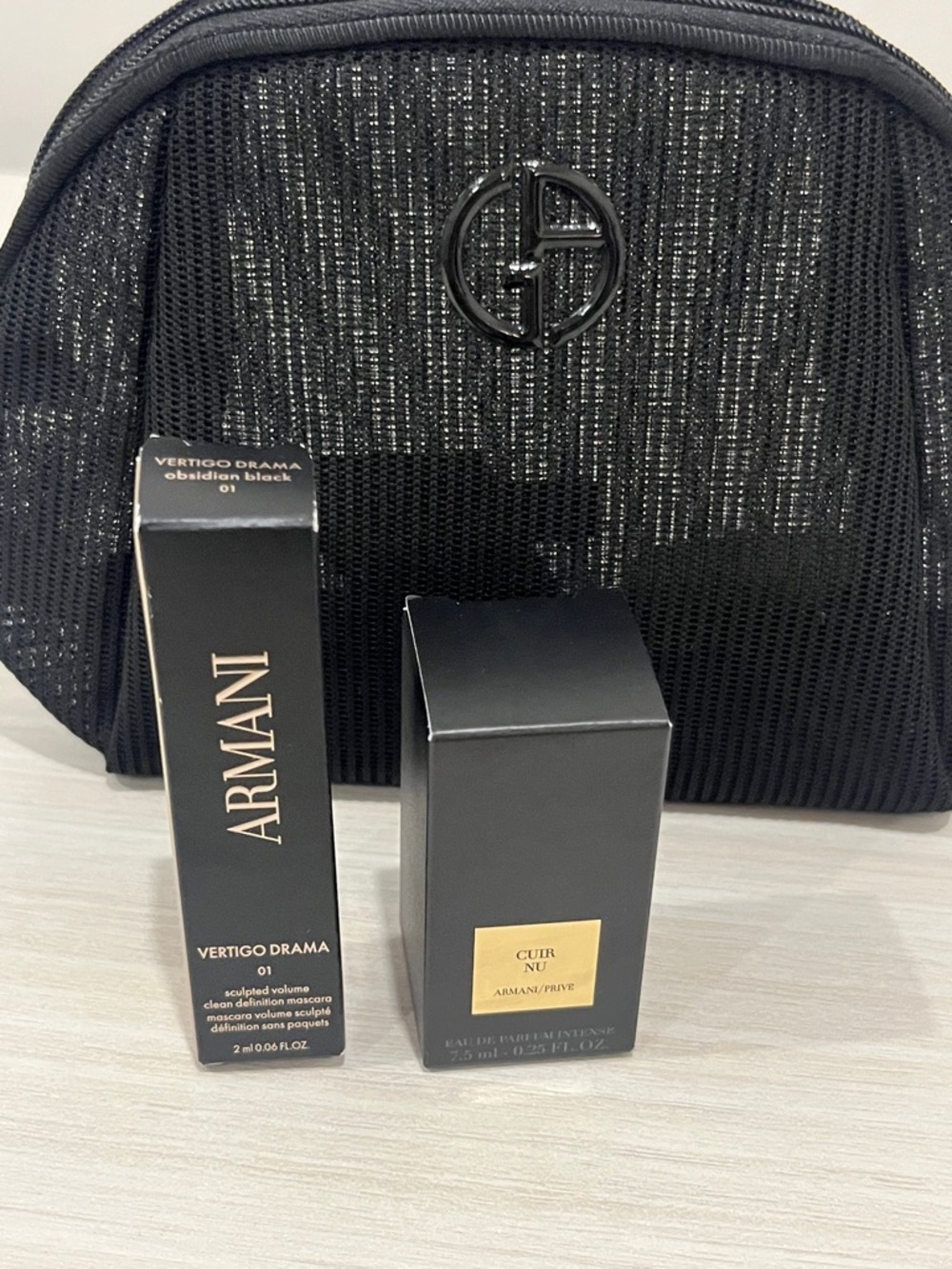 Giorgio Armani 3-pc Cuir Nu Perfume/Mascara/ Pouch Set Brand New Best Gift GWP